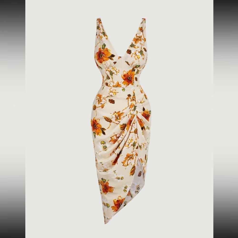 SHEIN mod floral print rouched dress